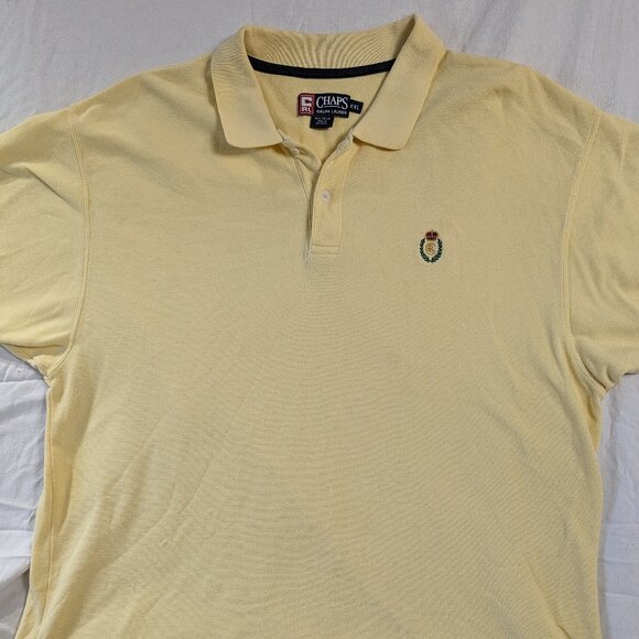 CHAPS POLO YELLOW XXL PULL OVER SHORT SLEEVE MEN'S CASUAL SHIRT RALPH LAUREN - Picture 2 of 16